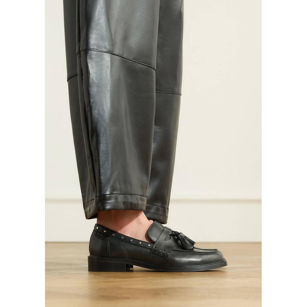 Manfield leren loafers met studs - zwart