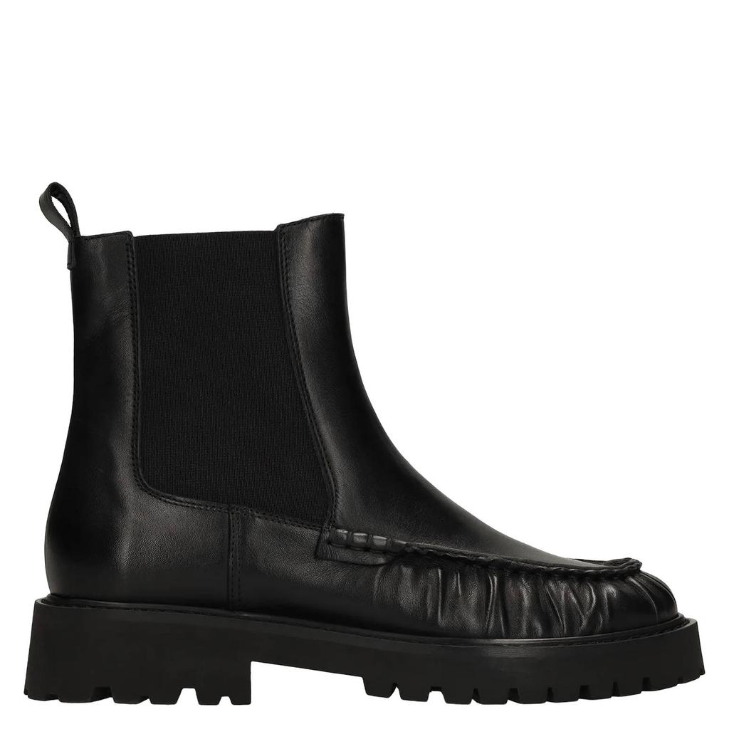 Zwarte dames Manfield leren chelsea boots met profielzool -