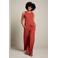 LOLALIZA linnen high waist wide leg fit broek - roodbruin