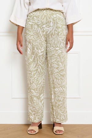 straight fit gebloemde broek - lichtgroen