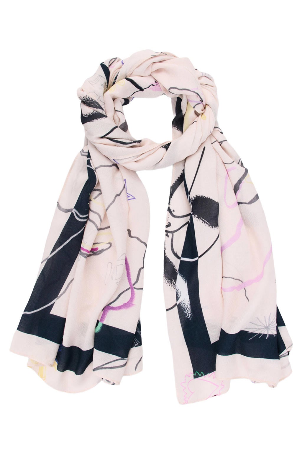 Desigual sjaal met print beige