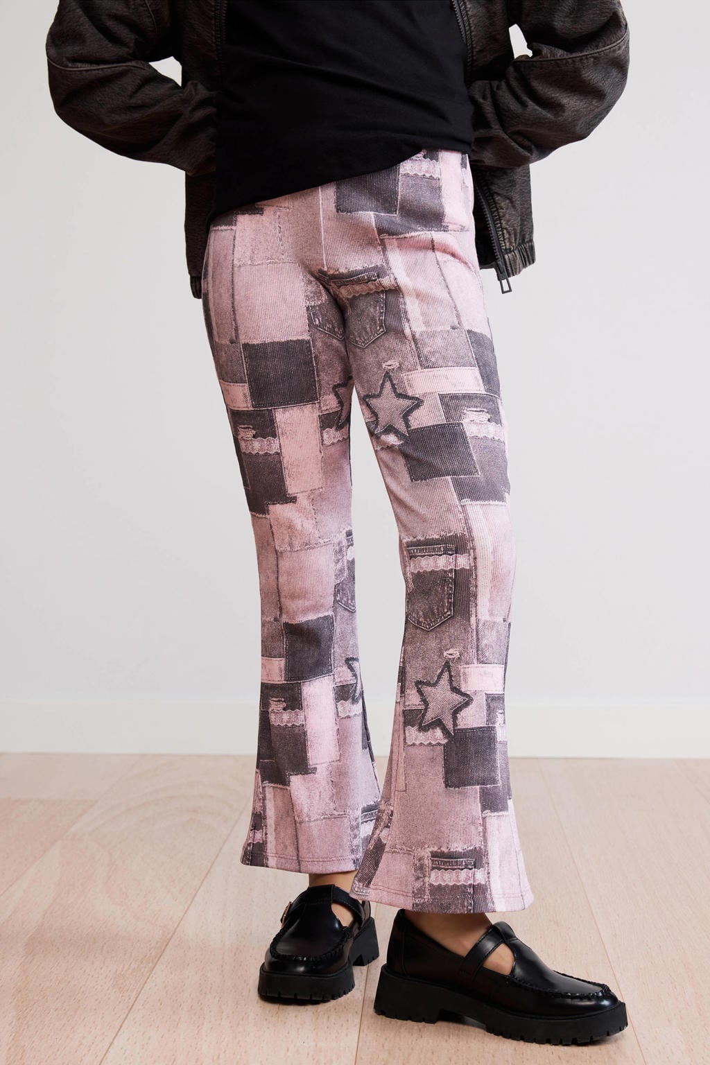 Roze meisjes Desigual flared broek van katoen met regular waist en elastische tailleband