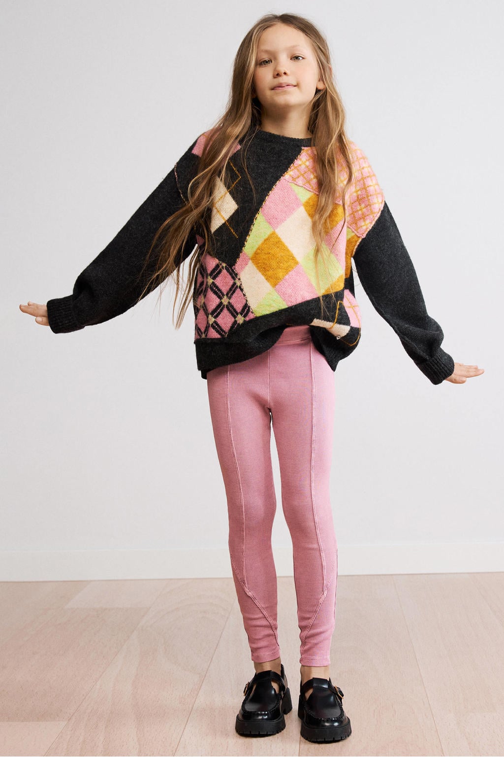 Roze meisjes Desigual legging van katoen met elastische tailleband en effen