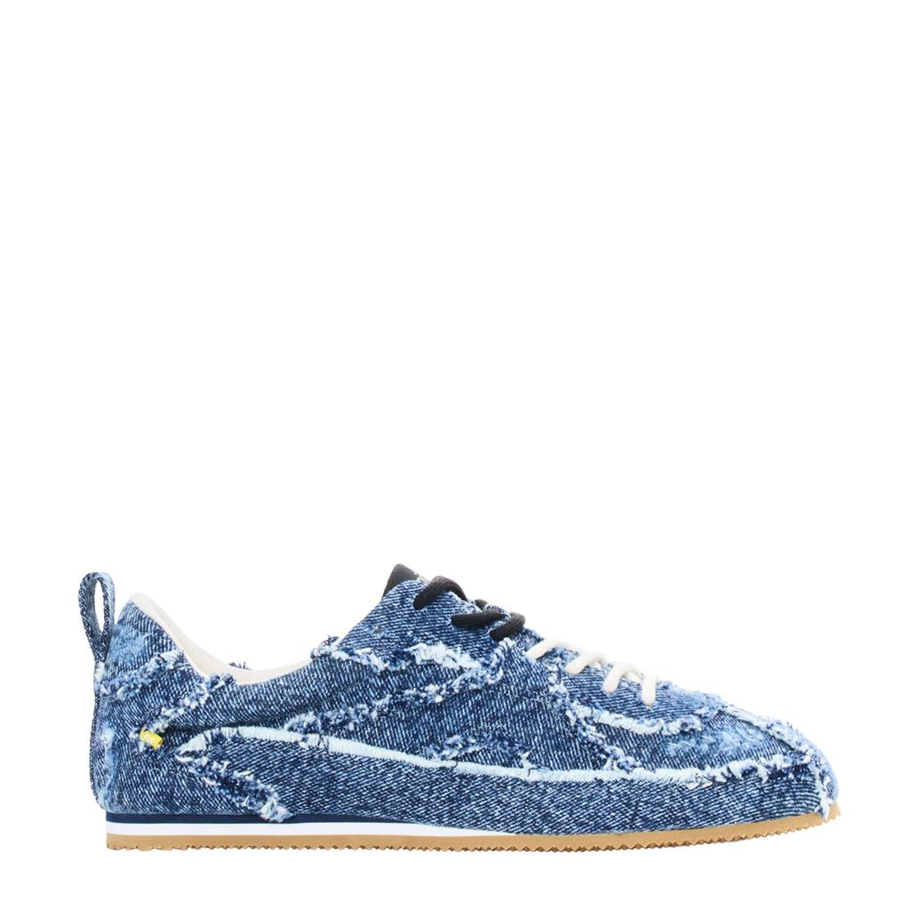 Denim en blauwe dames Desigual sneakers - van 100% katoen met veters