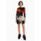 Desigual korte jurk met print - zwart/oranje