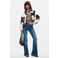 Desigual faux fur winterjas met koeienprint - ecru/bruin
