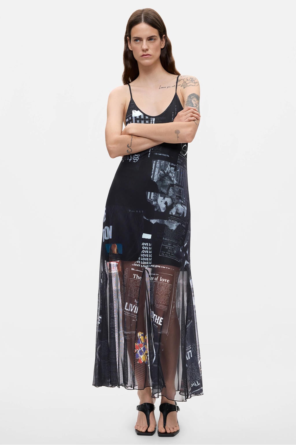 Desigual midi jurk met print - zwart