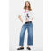 Desigual bootcut jeans met borduursels - blauw