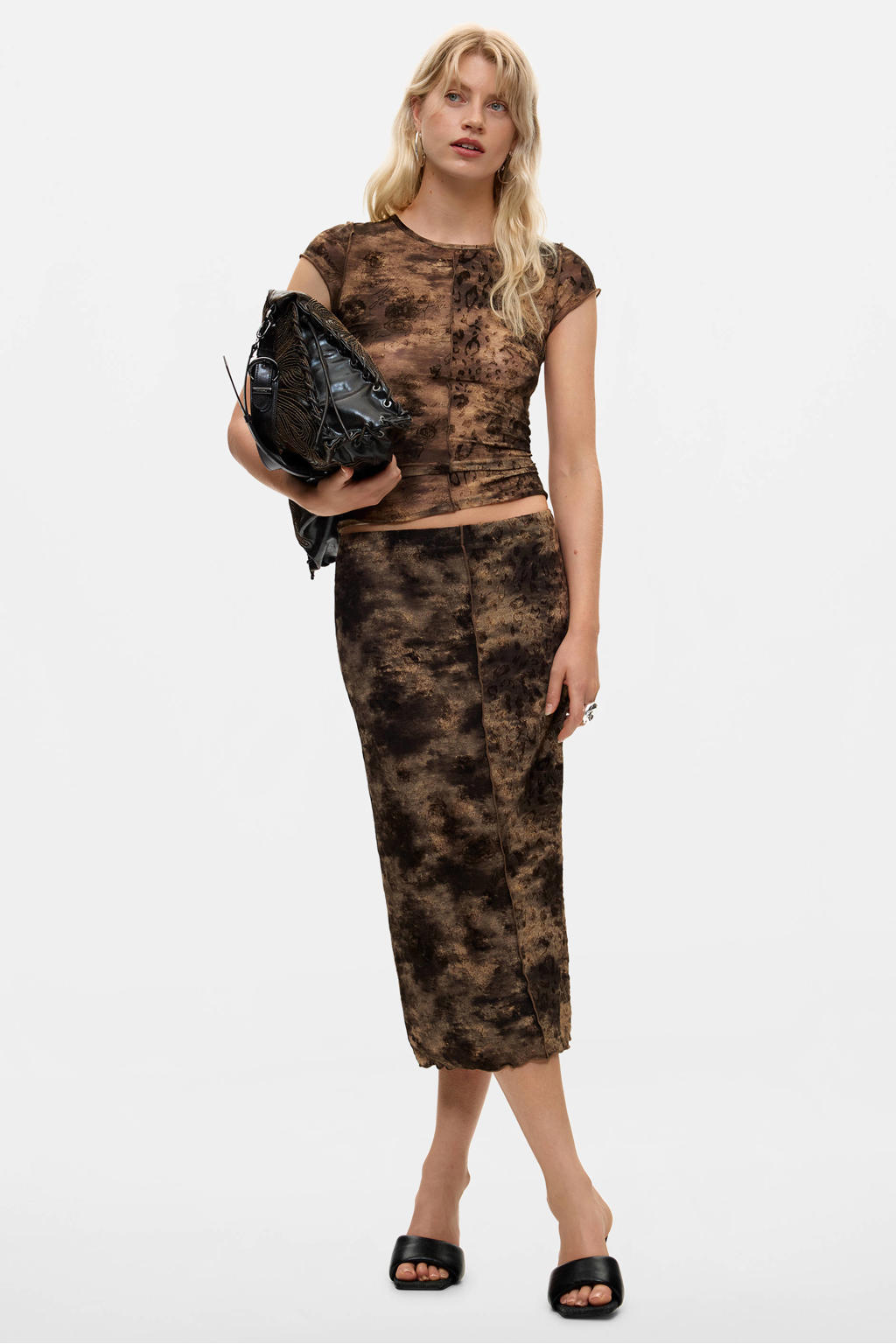 Desigual top met print - bruin