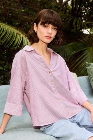 gestreepte blouse - oudroze