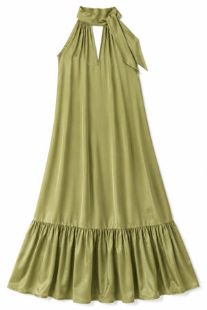 viscose halter maxi jurk - groen