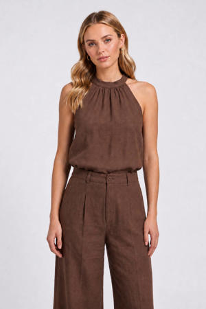 viscose wide leg broek - bruin