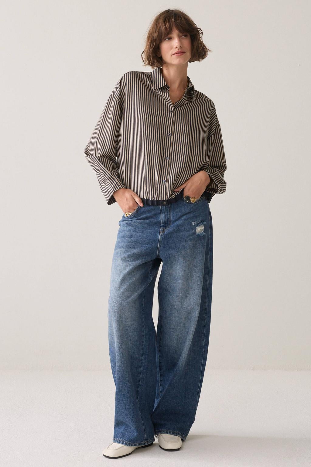 Summum gestreepte blouse - donkerblauw