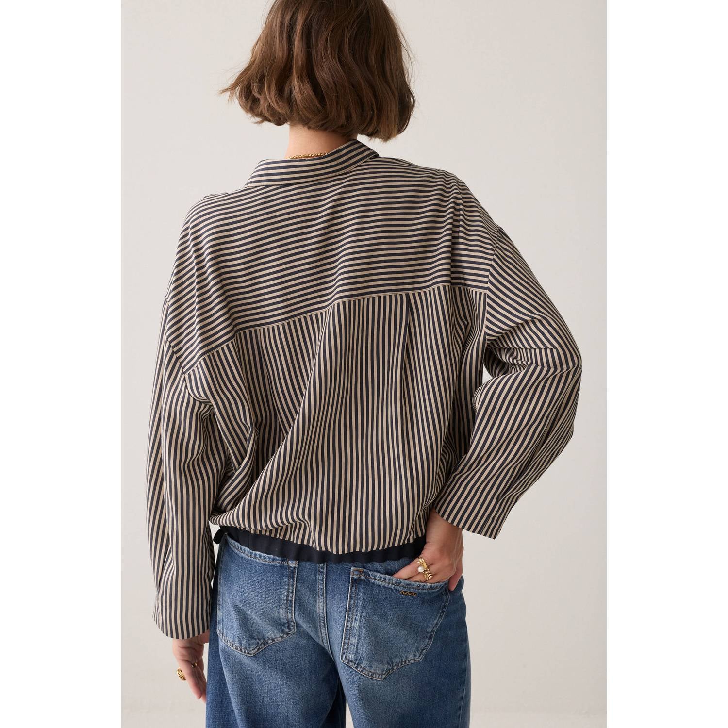 Summum gestreepte blouse donkerblauw