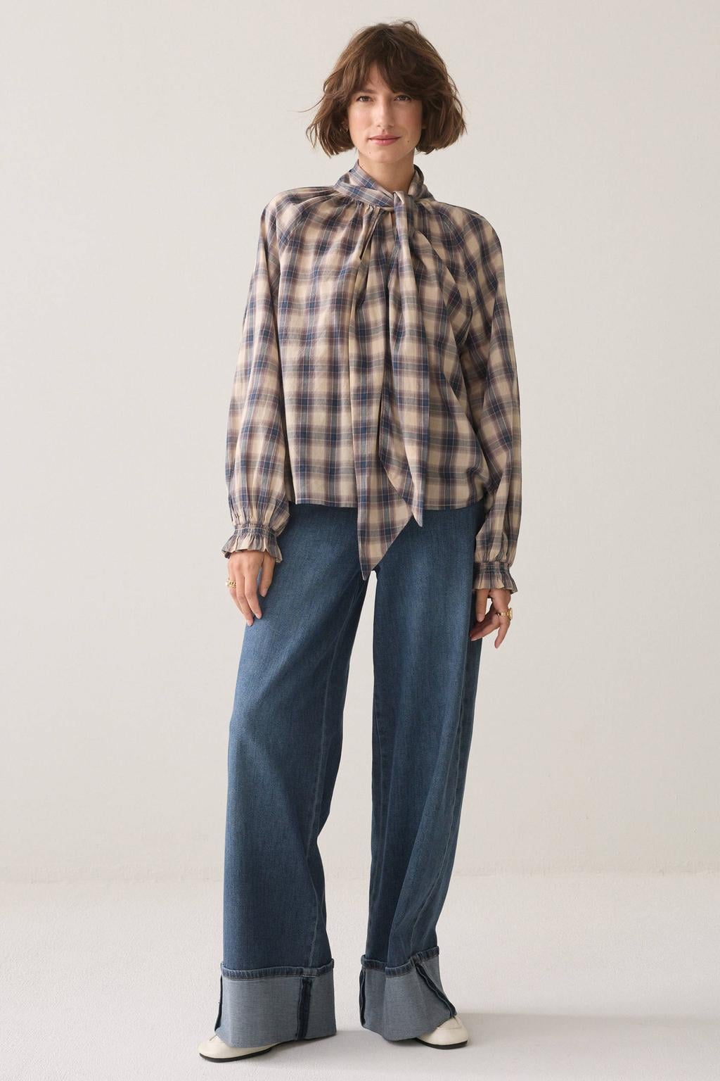 Summum geruite top - blauw