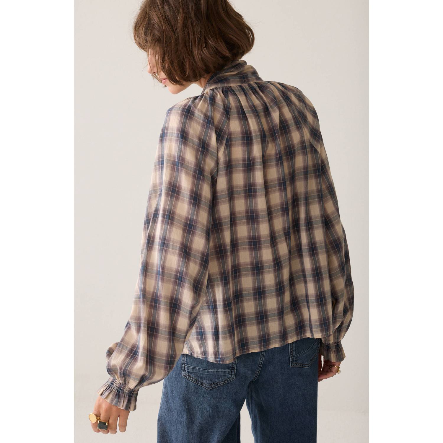 Summum geruite top blauw
