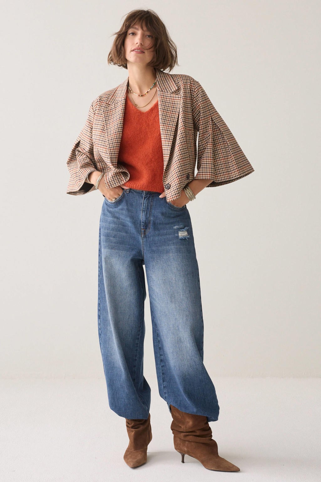 Summum geruite blouse - bruin