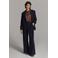 Summum wide leg broek met krijtstreep - donkerblauw