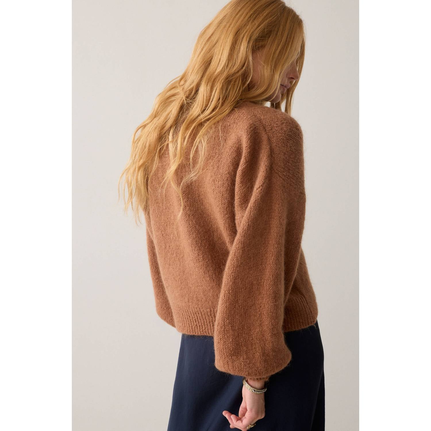 Summum gebreid vest met wol bruin