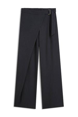 wide leg broek met krijtstreep - donkerblauw