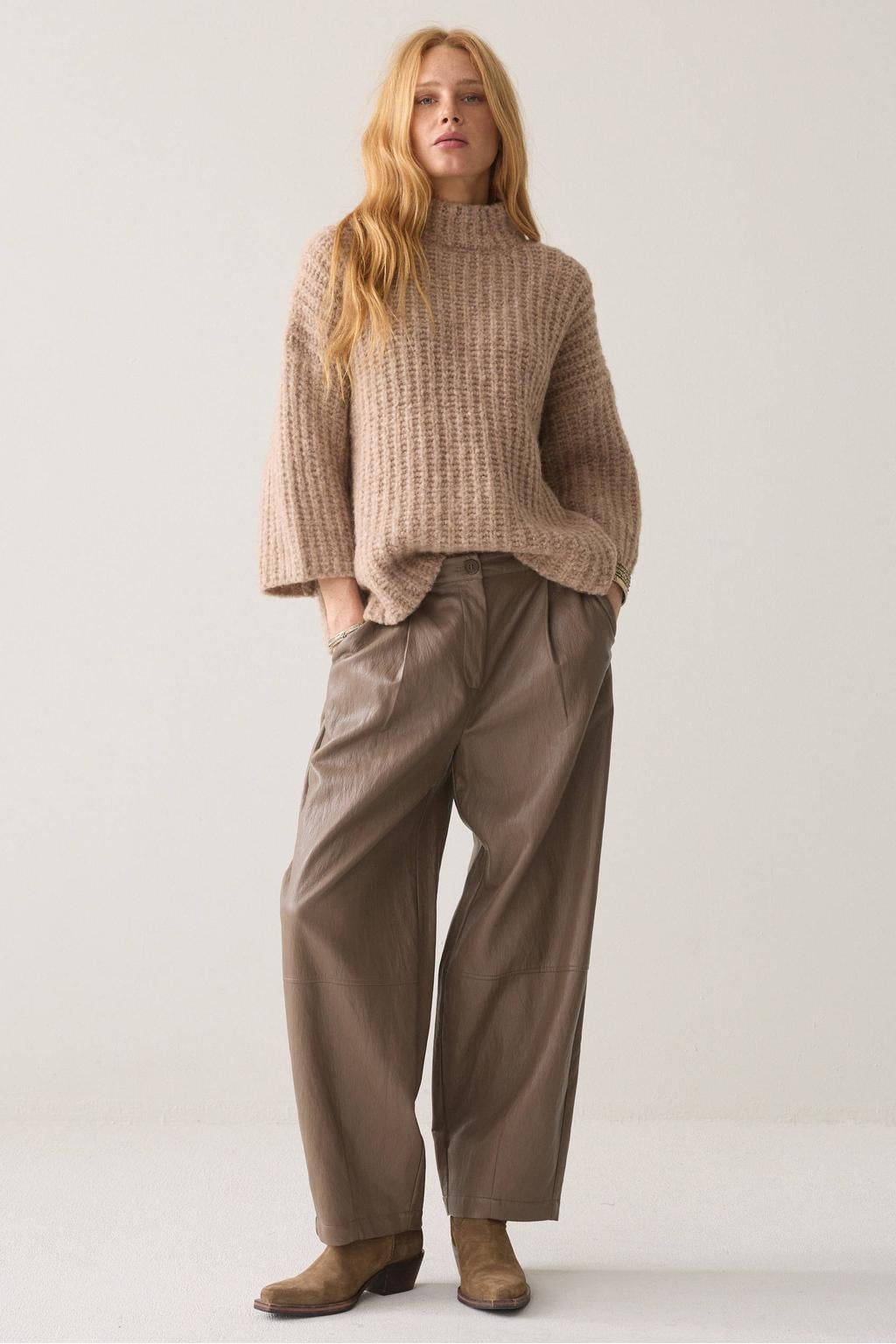Summum gebreide trui met wol - taupe