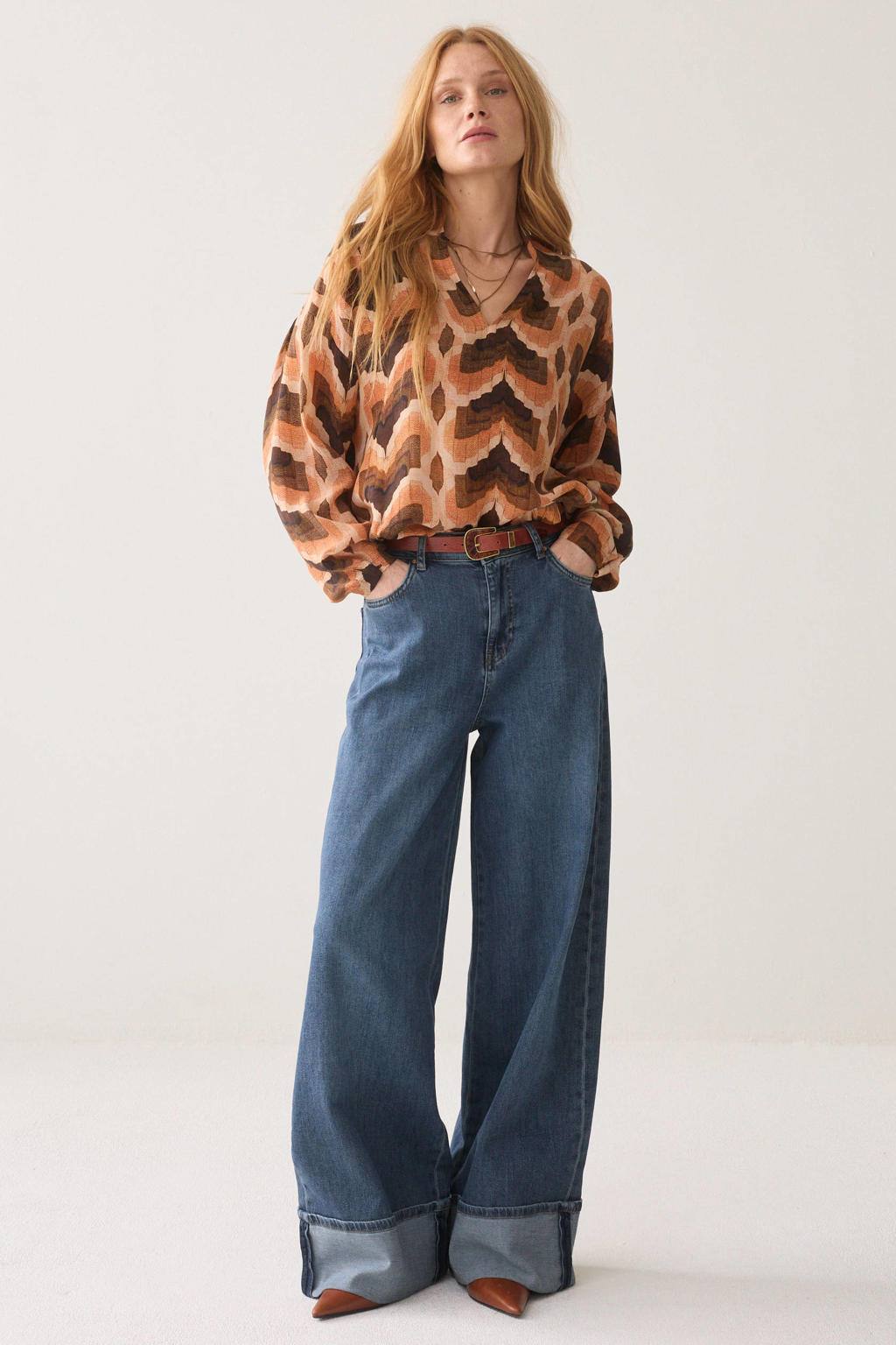 Summum top met print - bruin