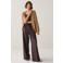 Summum wide leg pantalon met plooien - bruin