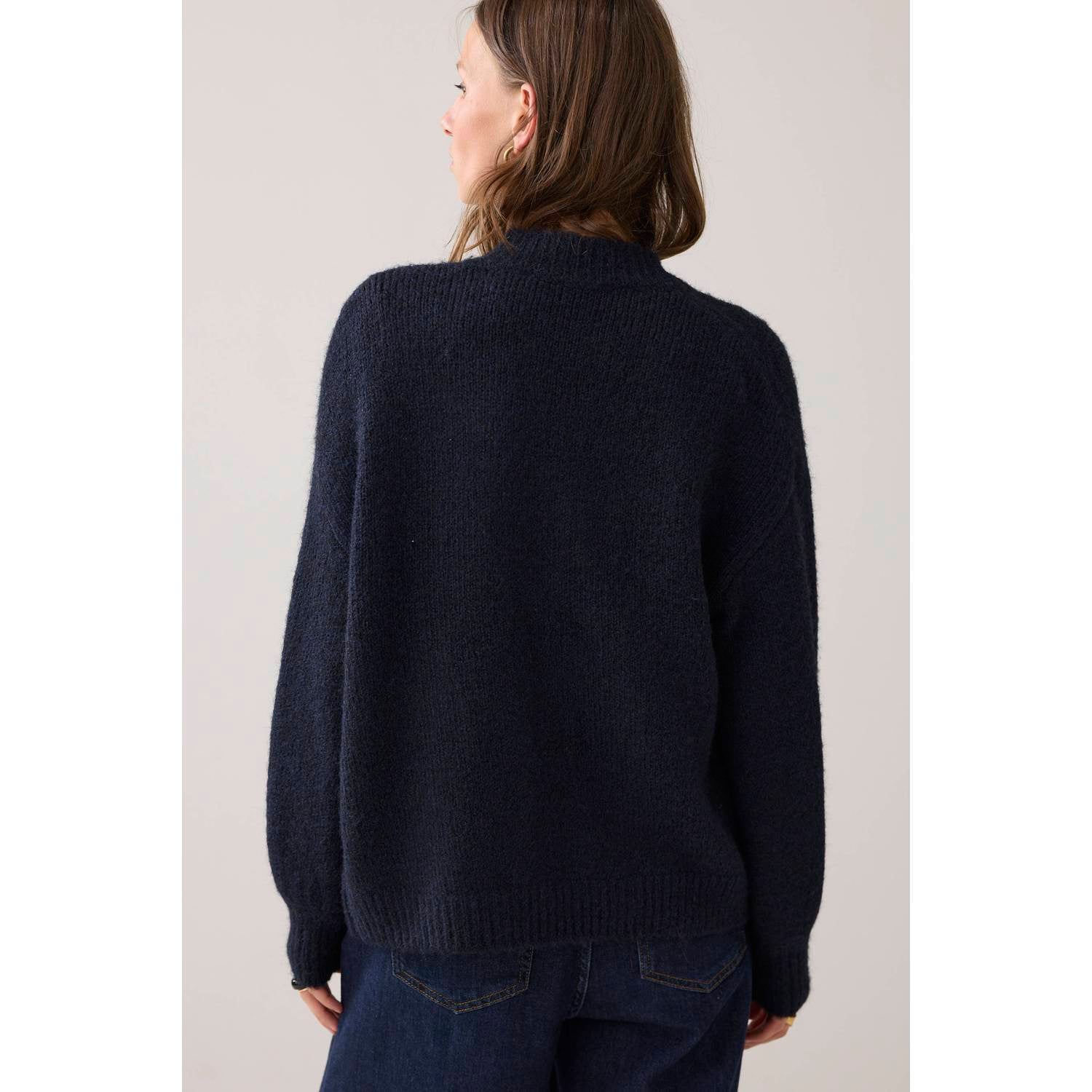 Summum gebreid vest met wol donkerblauw
