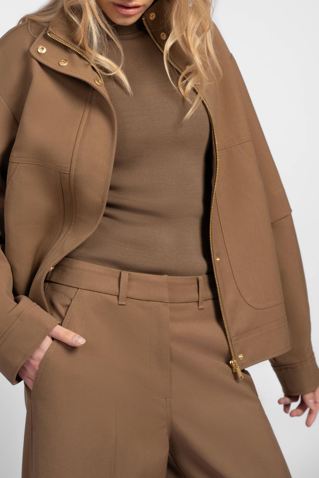Bruine dames Fifth House wide leg broek met rits- en haaksluiting en effen