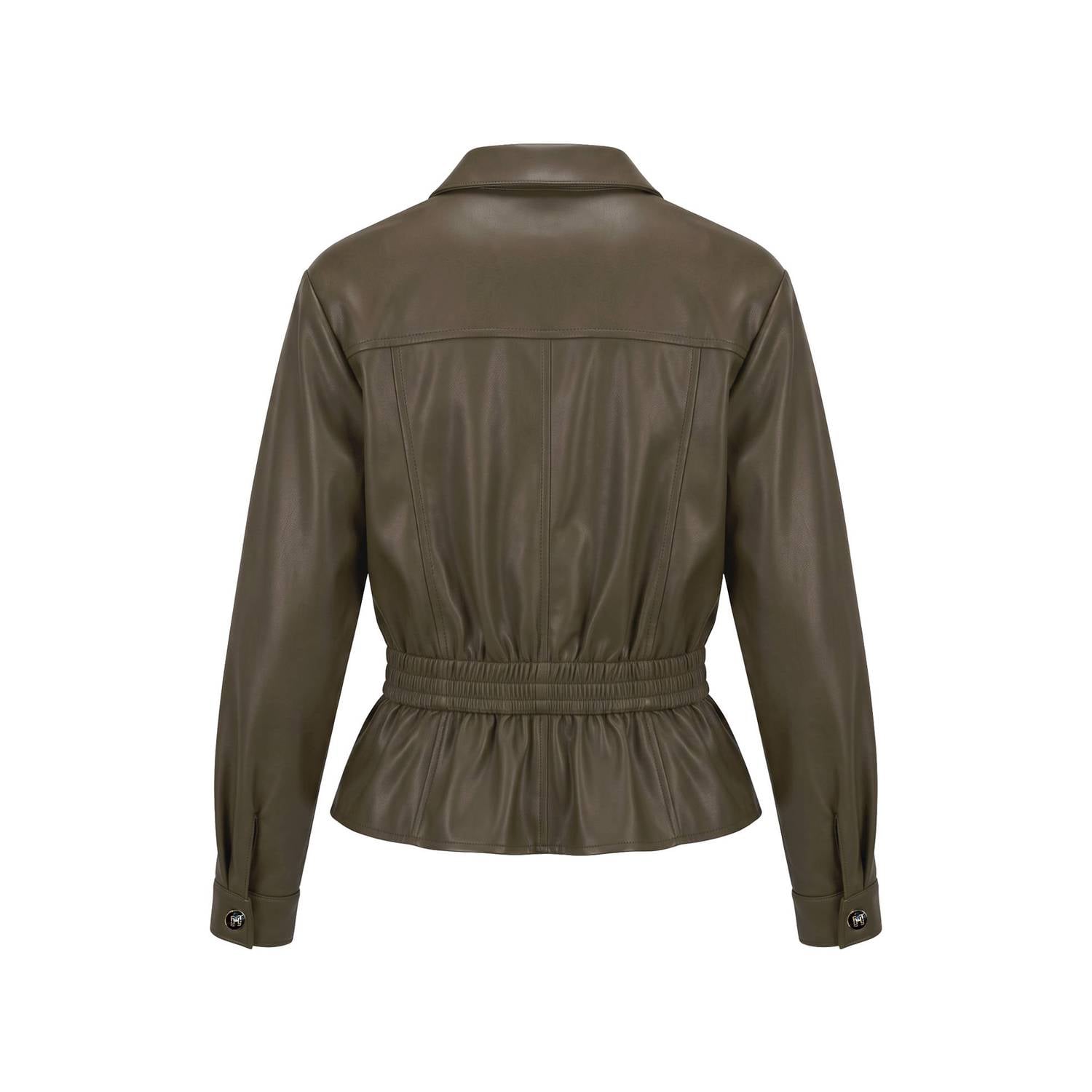 Fifth House imitatieleren blouse met ceintuur groen