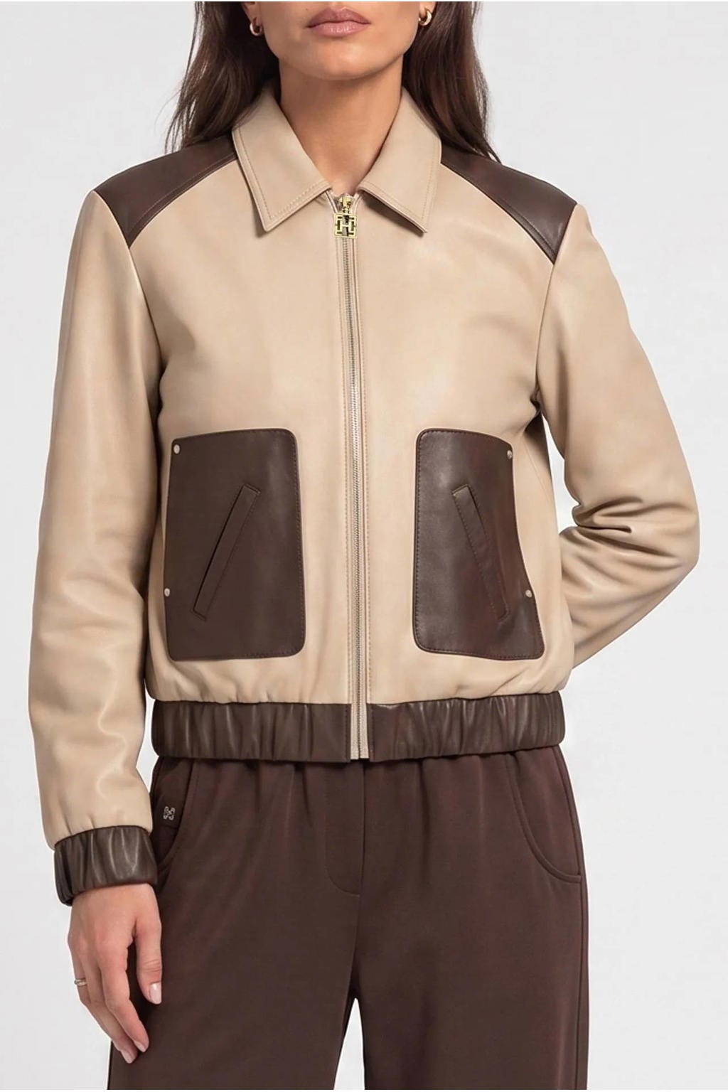 Fifth House imitatieleren jas - beige