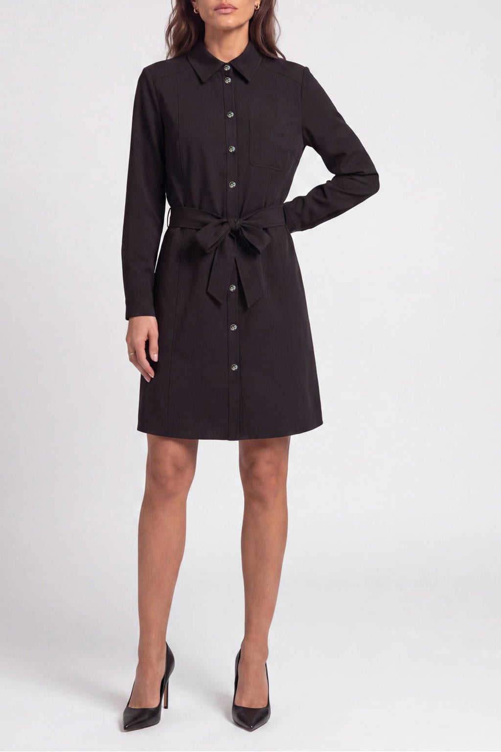 Fifth House korte blousejurk met ceintuur - zwart