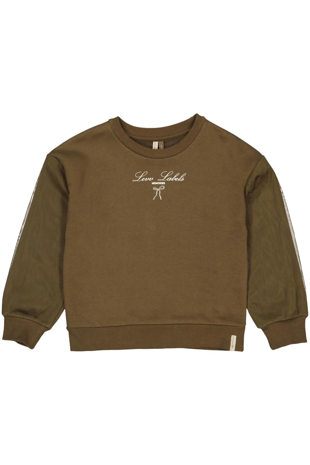 Groene meisjes LEVV sweater van katoen met tekst print en ronde hals