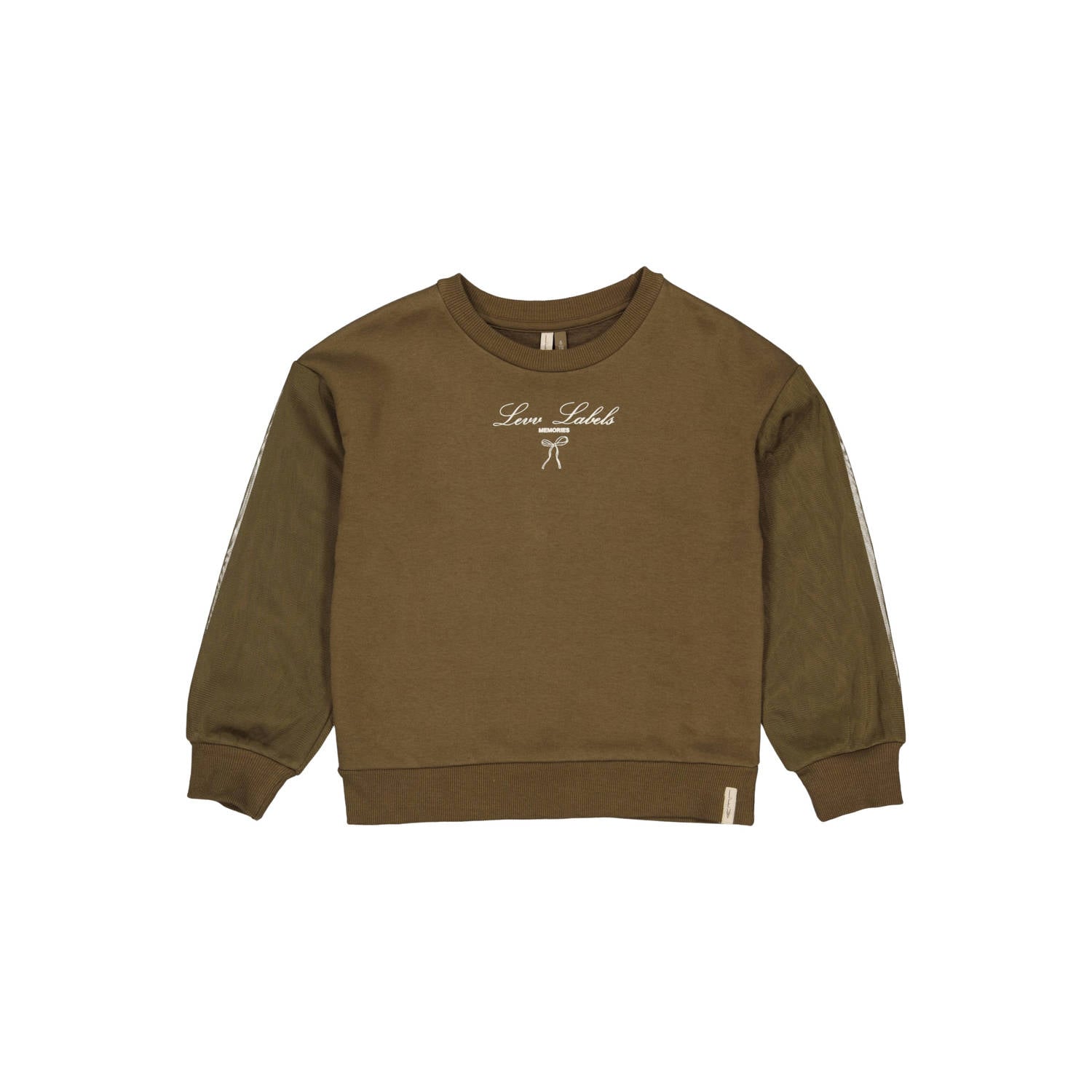 LEVV sweater met tekstprint olijfgroen