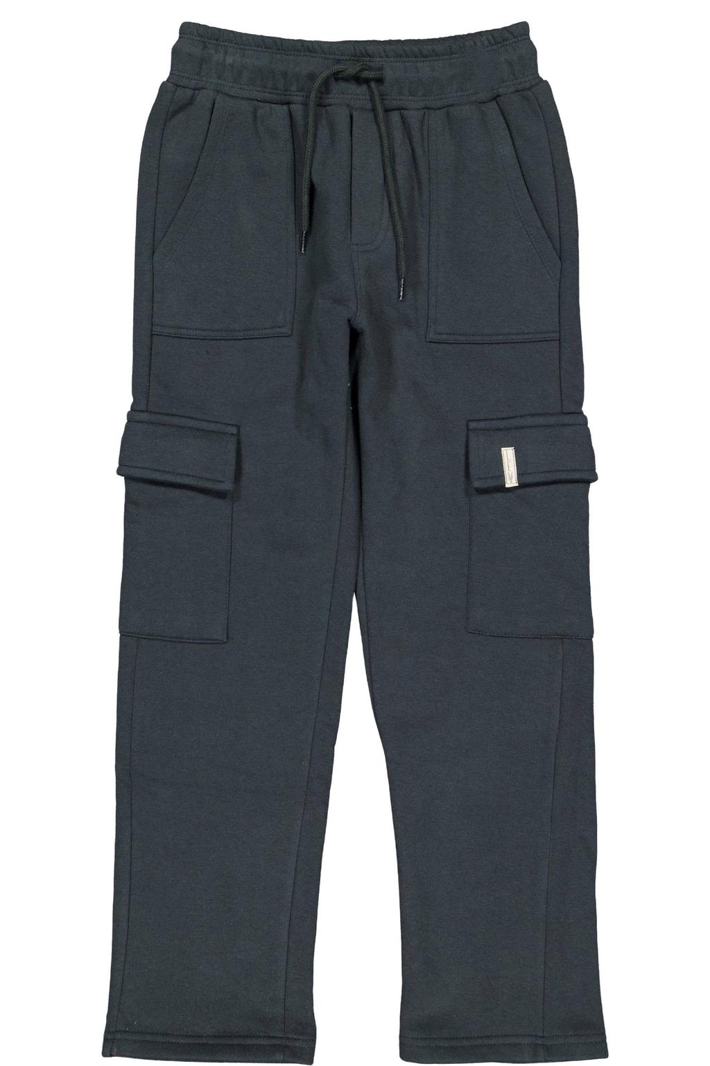 Grijsblauwe jongens LEVV joggingbroek blauw van sweat materiaal met elastische tailleband met koord en effen