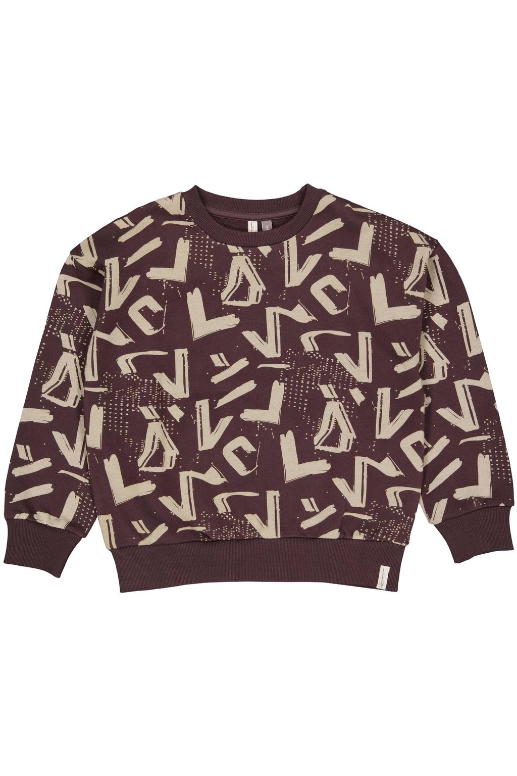 LEVV sweater met print - bruin/beige