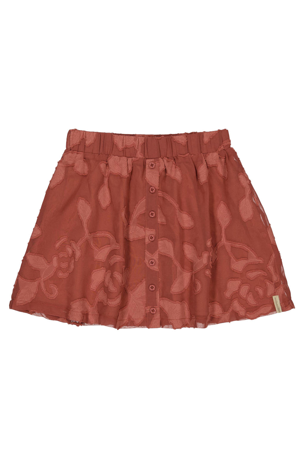 Terracottakleurige meisjes LEVV korte rok met print voorzien van