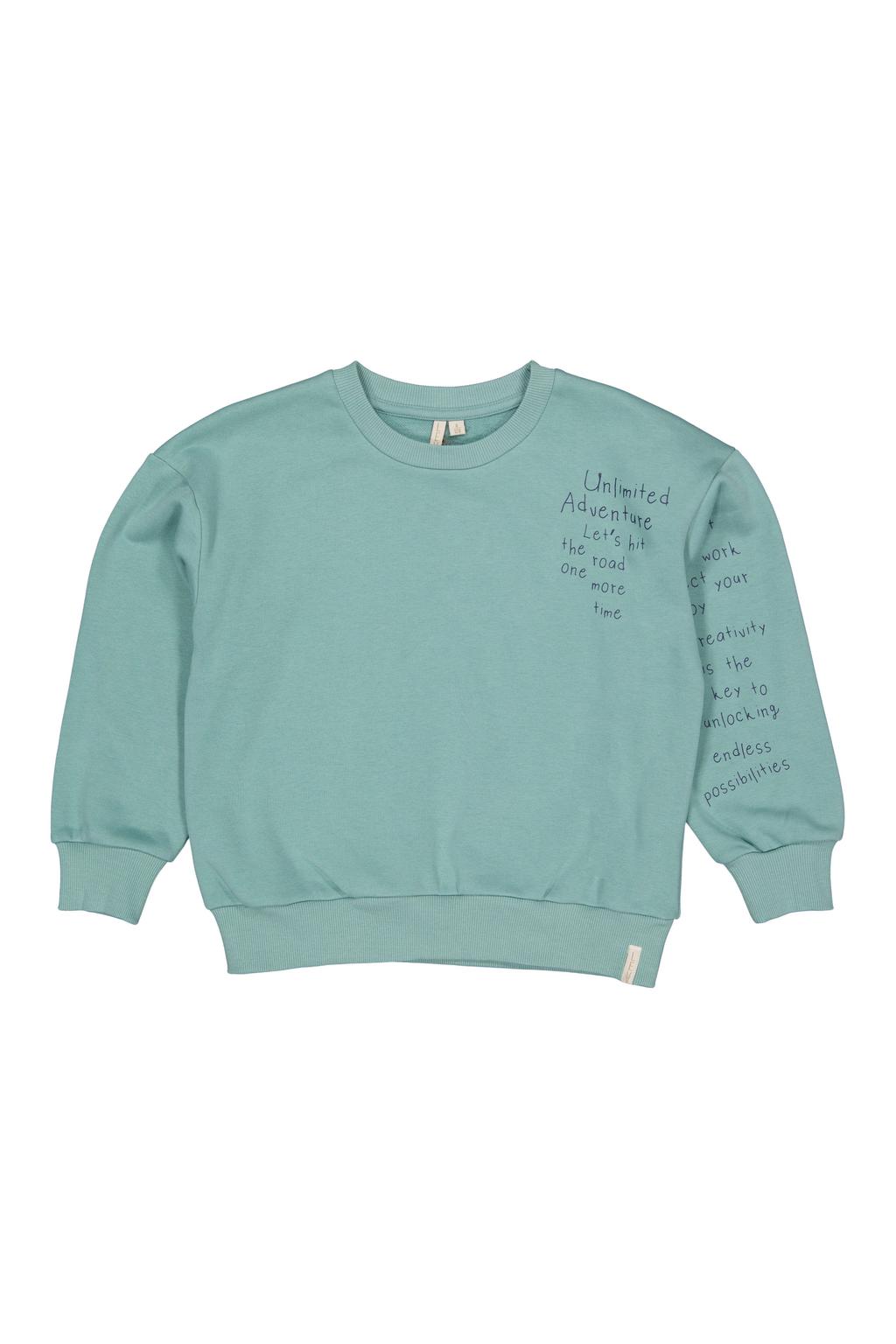 LEVV sweater met tekstprint - mintblauw