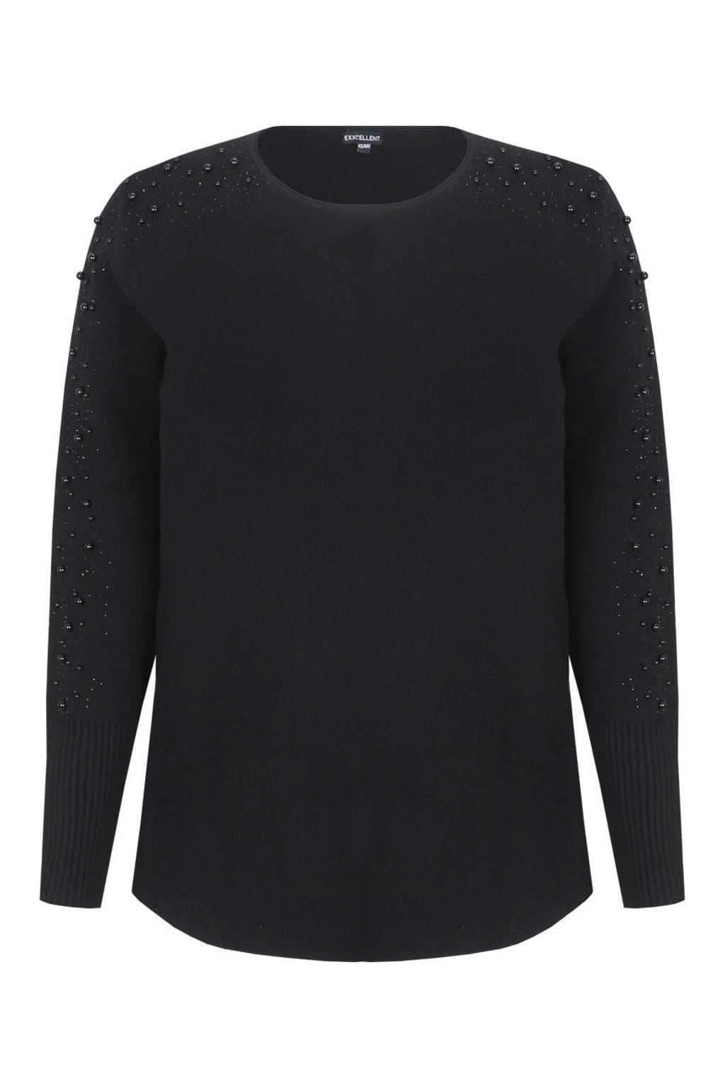 Exxcellent gebreide trui met parels Plus Size - zwart