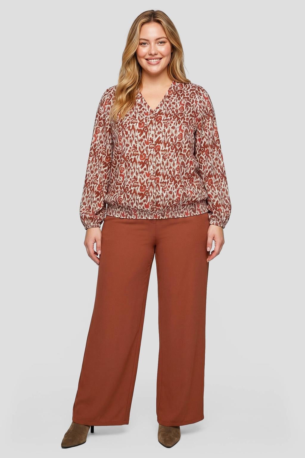 Exxcellent top Plus Size met print - terra