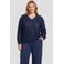 Exxcellent semi-transparante pullover met rafels en wol Plus Size - donkerblauw