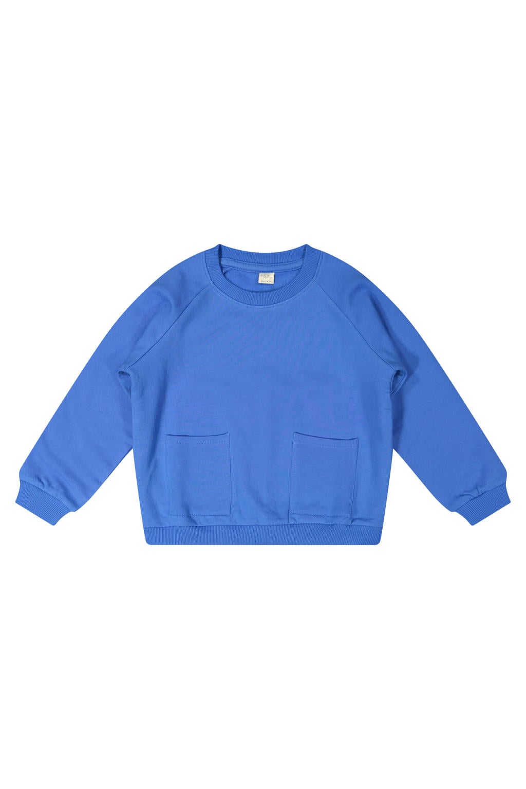 Blauwe jongens Riffle Amsterdam boxy sweater met effen, lange mouwen, ronde hals en geribde boorden