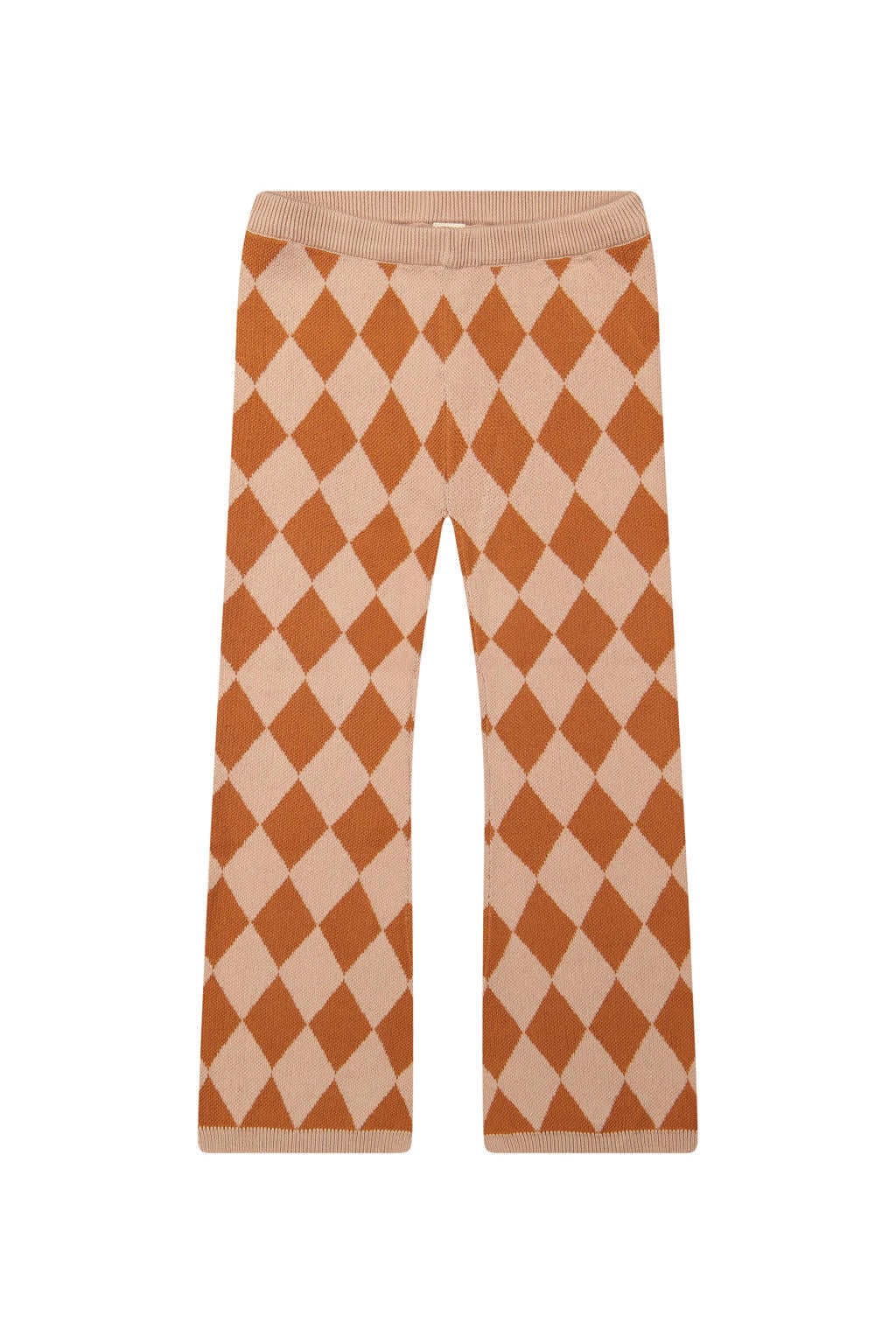 Brique meisjes Riffle Amsterdam flared gebreide geruite broek van katoen met regular waist en elastische tailleband