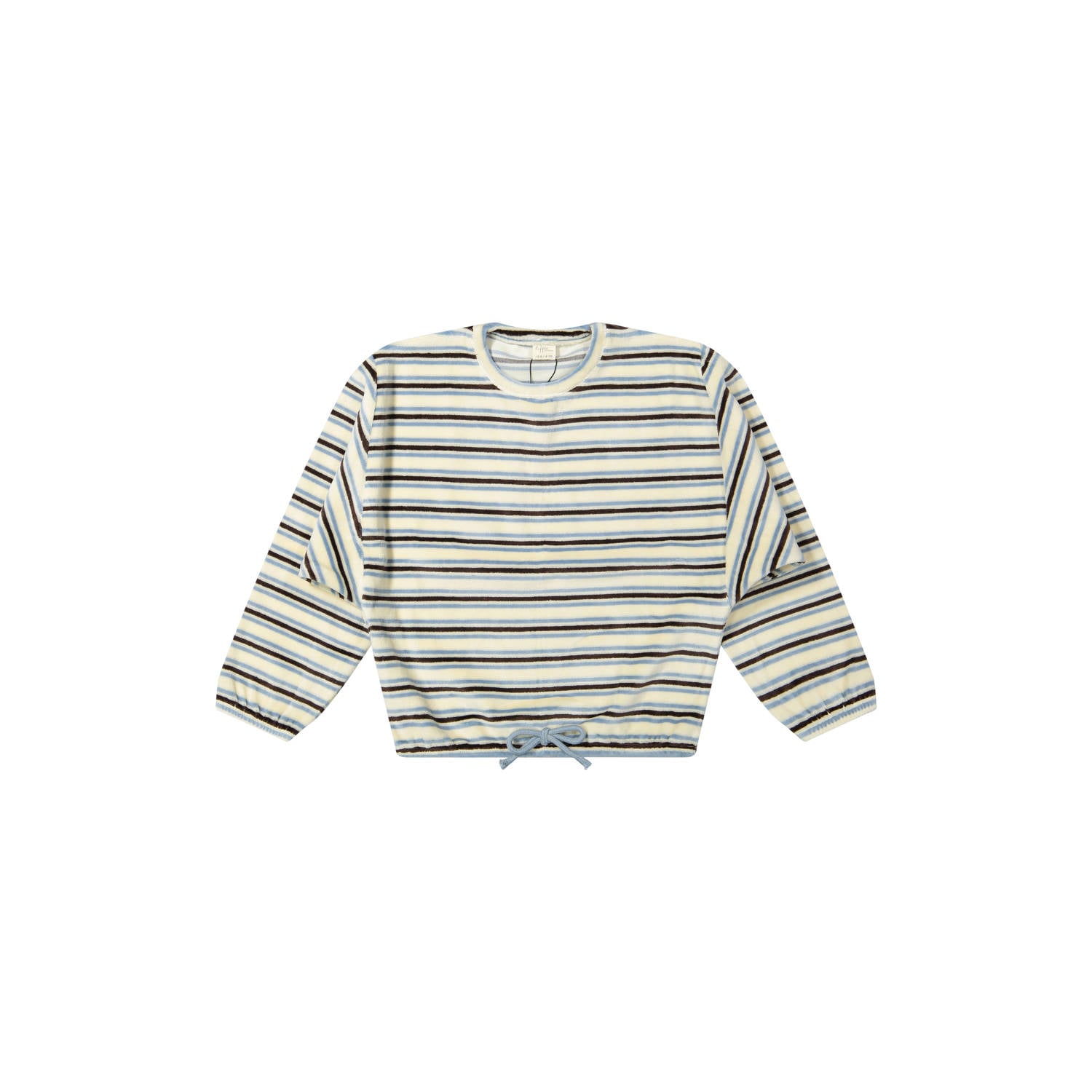 Riffle Amsterdam fluwelen gestreepte sweater ecru bruin lichtblauw