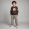 Riffle Amsterdam straight leg geruite joggingbroek - zwart/offwhite