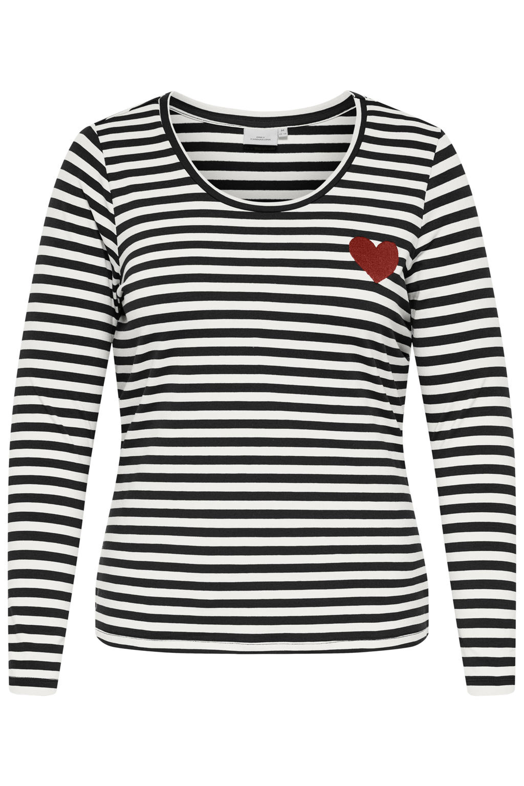 ONLY CARMAKOMA regular fit gestreepte blouse met borduursels Plus Size - zwart