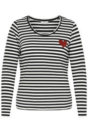 thumbnail: ONLY CARMAKOMA regular fit gestreepte blouse met borduursels Plus Size - zwart