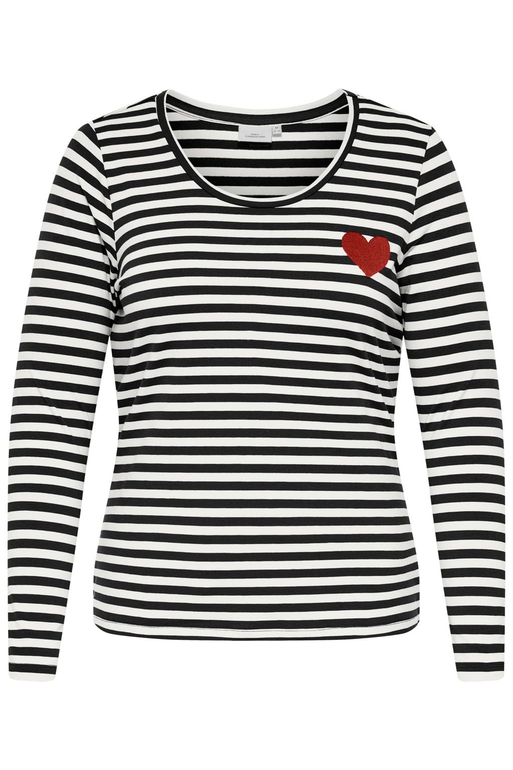 ONLY CARMAKOMA regular fit gestreepte blouse met borduursels Plus Size - zwart