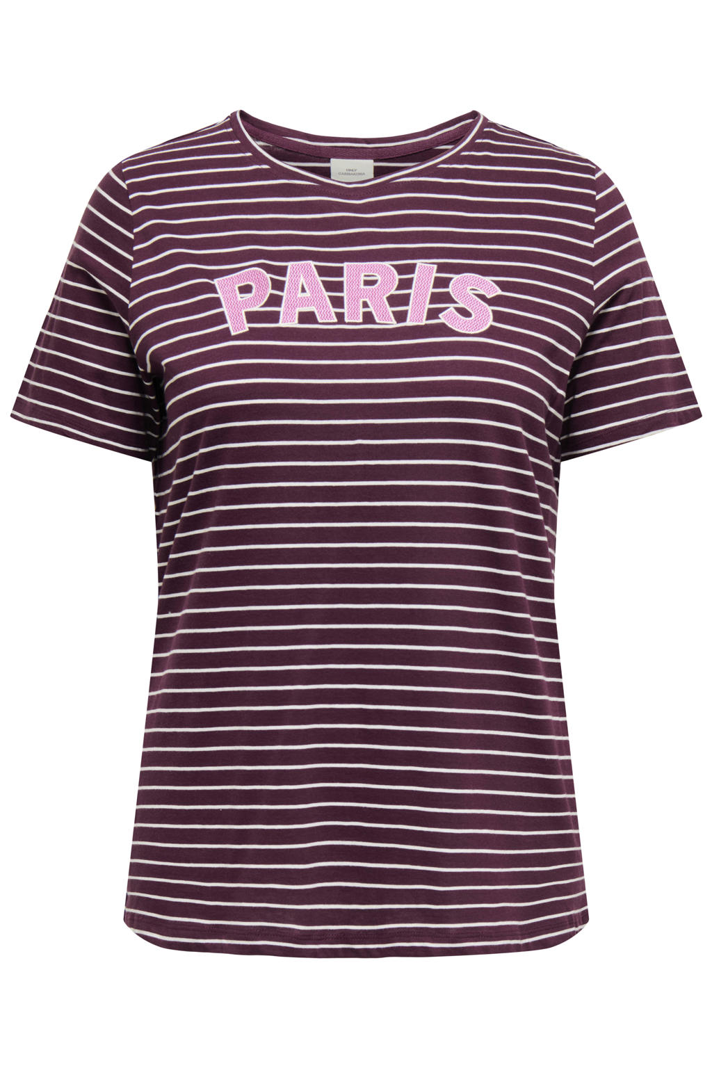 ONLY CARMAKOMA gestreept T-shirt met borduursels Plus Size - donkerrood
