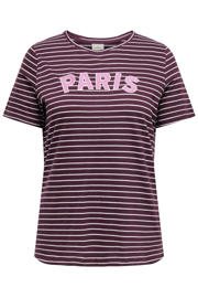 thumbnail: ONLY CARMAKOMA gestreept T-shirt met borduursels Plus Size - donkerrood